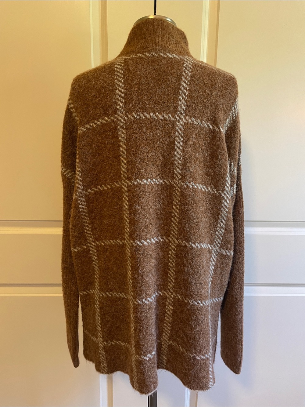 Cyrus Brown Windowpane Mock Neck Wool Blend Sweater Size Medium - Picture 4 of 9